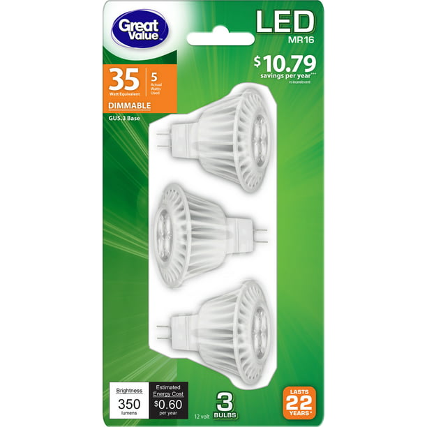 1-Pack Not Dimmable MR16 Led Light Bulb 3W Daylight White 35W Replacement Spotlight 5000K with 270 Lumens Brightness Best Energy Saver & Heat Resistant Spot Listed 